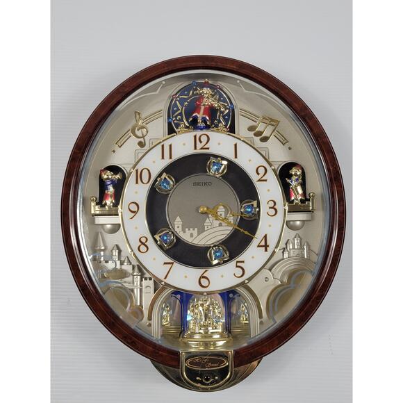 Seiko Melodies In Motion Musical Clock Hi-Fi Beatles Songs QXM160BRH VIDEO - Picture 1 of 14